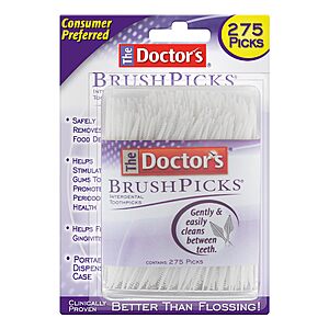$2.81 S&S CLIP Q The Doctor's BrushPicks, Interdental Brushes & Dental Picks, 275 Ct