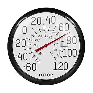 13.25" Taylor Big & Bold Analog Indoor/Outdoor Dial Thermometer (Black) $11.49 + Free Shipping w/ Prime or on $35+