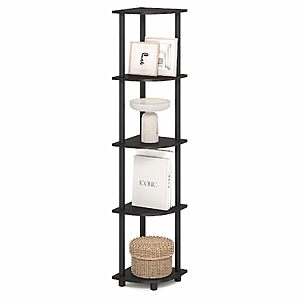 $17.48: Furinno Turn-N-Tube Corner Shelf, 5-Tier Corner Bookshelf, Open Storage Shelves, Black Espresso