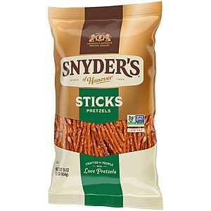 Snyder's of Hanover Sticks Pretzels, 16 Oz~$2.90 After Coupon @ Amazon