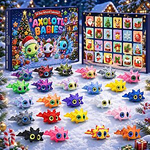 Axolotl Advent Calendar 2026, 24 Days Christmas Countdown Calendar with 3D Printed Axolotl Toys $15.59