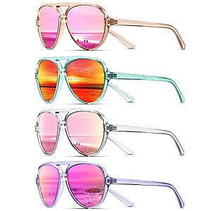 KUGUAOK Polarized Aviator Sunglasses for Women Sporty Style Running Sun Glasses $10.78