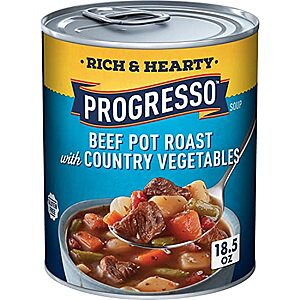 18.5-Oz Progresso Rich & Hearty Soup (Beef Pot Roast w/ Country Vegetables) $1
