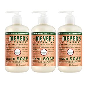 [SnS] $8.22* | 3-Pk 12.5-Oz MRS. MEYER'S CLEAN DAY Liquid Hand Soap (Geranium) at Amazon