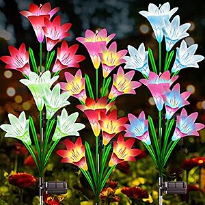 [Prime] $19.99* | 6-Pk KuBace Solar Outdoor LED Lily Flower Garden Lights at Amazon