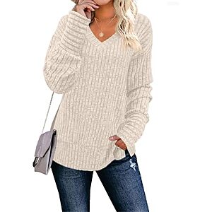 $6.29* | JomeDesign Women's Long-Sleeve V-Neck Sweater (Various Colors) at Amazon