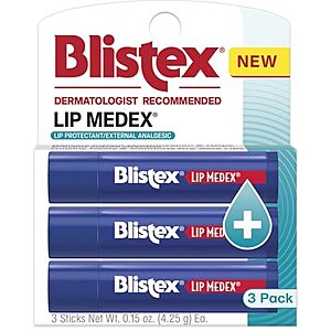 [SnS, AC] $5.12* | 2 × 3-Count 0.15-Oz Blistex Lip Medex Sticks ($2.56 each) at Amazon