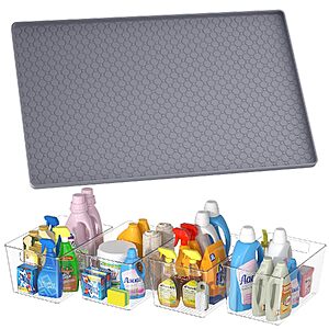 34"x22" Under Sink Mat & 4-Pack Clear Storage Bins Organizer Set (Grey) $14.99 + Free Shipping w/ Prime or on $35+