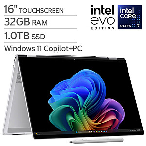 HP OmniBook 7 Flip 16" 2-in-1 AI Laptop - Intel Evo Platform Powered by Intel Core Ultra 7 258V - Copilot+ PC - 3K OLED Touchscreen - 32GB Memory - 1TB SSD $1099.99