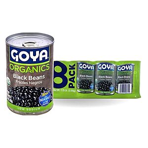 [SnS] $8.54 | 8-Pack 15.5-Oz Goya Foods Organic Black Beans at Amazon ($1.07 each)
