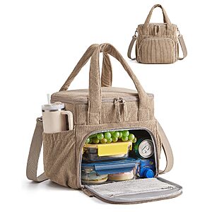 14L BAGSMART Double Deck Insulated Corduroy Lunch Bag w/ Removable Shoulder Strap (Warm Brown) $8.99 + Free Shipping w/ Prime or on $35+
