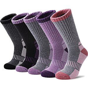 $7.19 AMAZON Yebing Merino Wool Hiking Socks for Womens Thermal Warm Winter 5 Pairs