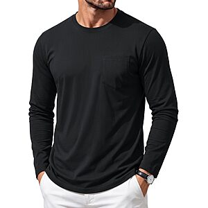 Cotrasen Men's 100% Cotton Long Sleeve Casual Crew Neck Pocket T Shirts (Various) $8.99 + Free Shipping w/ Prime or on $35+