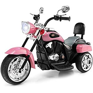 $77.70* | Costzon 6V Ride on Chopper Kids Motorcycle with Horn, Headlight (Pink) at Amazon