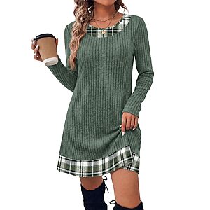 Fall Dresses for Women 2026 Trendy Long Sleeve Dress Cute Christmas Green L $12.99
