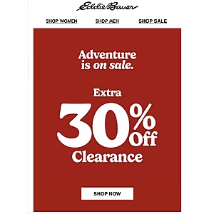 Eddie Bauer Extra 30% Off Clearance Discount applied at cart