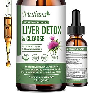 Liver Health & Lymphatic Drainage Drops with Milk Thistle & Artichoke -60ml $10.79