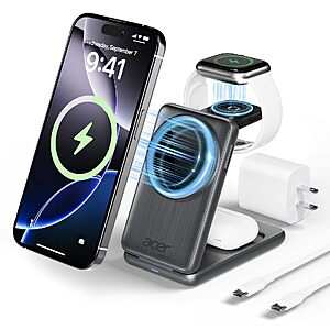 Acer 3 in 1 Magnetic Palm-Sized Foldable Fast Charger Stand Compatible with MagSafe $33.57