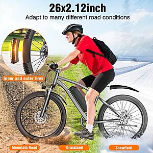 Terrosor 26in Commuter Electric Mountain Bike 720W peak 48V 7-Speed Gears $309 + Free S/H