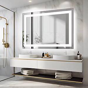 JHK LED Bathroom Vanity Mirror Front Light Backlit Memory Function Tempered Glass $44.40 + Free Shipping