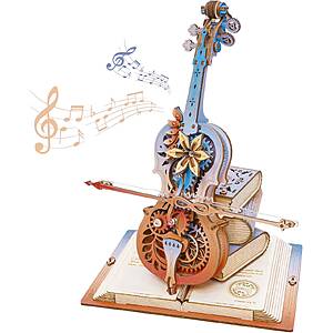 ROKR Wooden 3D Puzzle Music Box Magic Cello Automatic Playing Mechanical Building Kit $29.10 + Free Shipping
