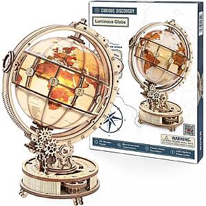 ROKR Wooden 3D Puzzle Toys Luminous Globe Mechanical Model Building Kit $37.7 + Free Shipping
