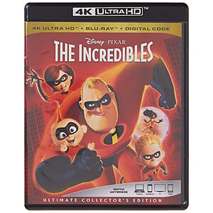 The Incredibles [4K UHD] + Blu Ray + Digital $21.18 Amazon.com