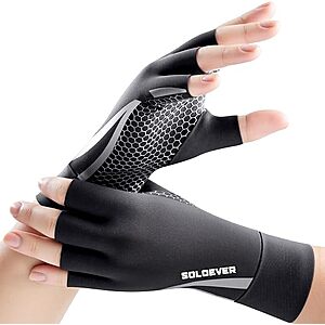 SOLOEVER Copper-Infused Fingerless Compression Arthritis Gloves w/ Non-Slip Grip (XS-XL, Black) $5.99 + Free Shipping w/ Prime or on $35+