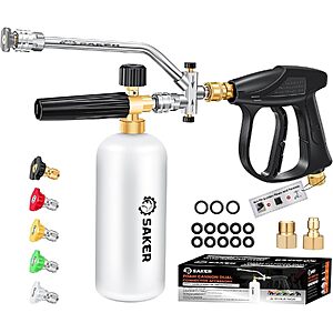 [Prime] Saker Foam Cannon Dual-Function Kit for Pressure Washers w/ Spray Gun $29.49 + Free Shipping