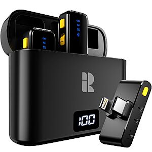 [Prime] Rythflo LM01 Dual Wireless Lavalier Microphone w/ Charging Case (Yellow) $12.29 + Free Shipping