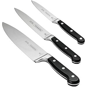 [AC] $44.09* | 3-Piece Tramontina Pro Series Forged Kitchen Knife Starter Set (Black/Steel) at Amazon