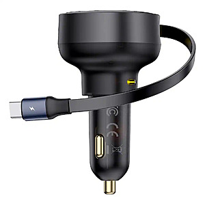 Baseus 60W Enjoyment Pro USB-C Car Charger w/ Retractable Type-C Cable (Black) $5.99 + Free Store Pickup at Best Buy