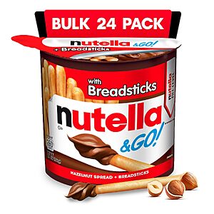 24-Pack 1.8-Oz Nutella & Go Hazelnut Spread w/ Breadsticks Snack Cups $12.66 w/ S&S + Free Shipping w/ Prime or on $35+