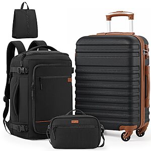 Coolife Luggage Set Hardside Suitcase,3 piece,Charcoal(BP/TB/20) $77.99