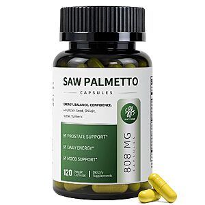 [S&S] Saw Palmetto with Pumpkin Seed Extract Prostate Health for Men, 120 Count $9.99