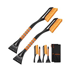 AstroAI 27" Snow Brush & Ice Scraper for Car Windshield Snow Remove, 2 Pack $11.39