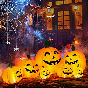 7.5' TISEJOY Halloween Inflatable Blow-Up Pumpkin Family Outdoor Decor $19.99 + Free Shipping w/ Prime or on $35+