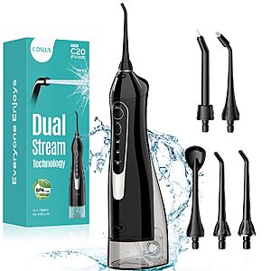 COSLUS ADA Accepted C20 Water Dental Flosser Pick, Professional Set Black $7.99