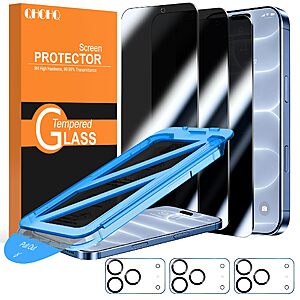 $3.99 ac  3 Count QHOHQ for iPhone 18 Pro or 18 Pro MAX Privacy Screen Protector, 9H+ Tempered Glass,