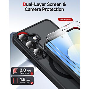 $3.99 AMAZON FS PRIME Galaxy S25 FE Case with 2 Screen Protector [MagSafe Fit] Phone Case