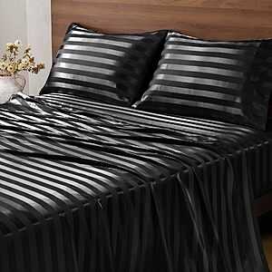 4-Piece BEDELITE Queen Jacquard Striped Satin Sheet Set (various) from $11.96 + Free Shipping w/ Prime or Orders $35+