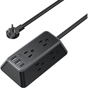 10' Ntonpower Power Strip w/ 6 Outlets & 3 USB Ports w/ Wall Mount (Black) $13.79 + Free Shipping w/ Prime or on $35+
