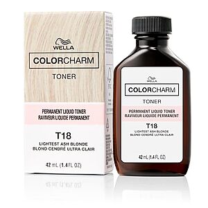 [SnS] $3.79 | 1.4-Oz WELLA COLORCHARM Permanent Liquid Hair Toners (T18 Lightest Ash Blonde) at Amazon