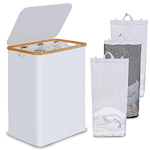 160L efluky 3-Section Laundry Hamper w/ lid & 3-Removable Bags $15.99 + Free Shipping w/ Prime or on $35+