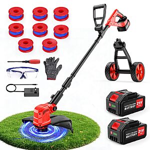 Amazon – 21V Cordless 14" String Trimmer w/ 2 Batteries - $47.01 w/ Code