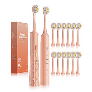 2-Pack Aneebart USB Rechargeable Electric Toothbrush w/ 12-Heads $8.49 + Free Shipping w/ Prime or on $35+