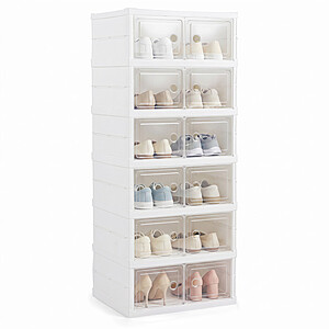Costway 6-Tier Shoe Organizer Set of 2 with Clear Doors and Portable Design for 12 Pairs $44 + Free Shipping