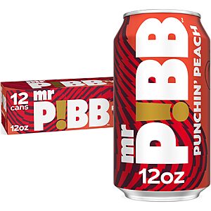 Mr. Pibb Punchin' Peach Soda Soft Drink Fridge Pack Cans, 12 fl oz, 12 Pack $6.65