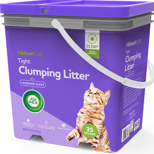 Vibrant Life Air Wick Lavender Scented Clumping Cat Litter with Activated Carbon, 14 Days Odor Control, 35 lb Pail $16.97