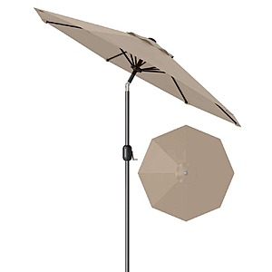 Garvee 10 ft. Metal Pole Round Market Tilt Patio Umbrella with UV-Resistant Fabric in Tan $20.97